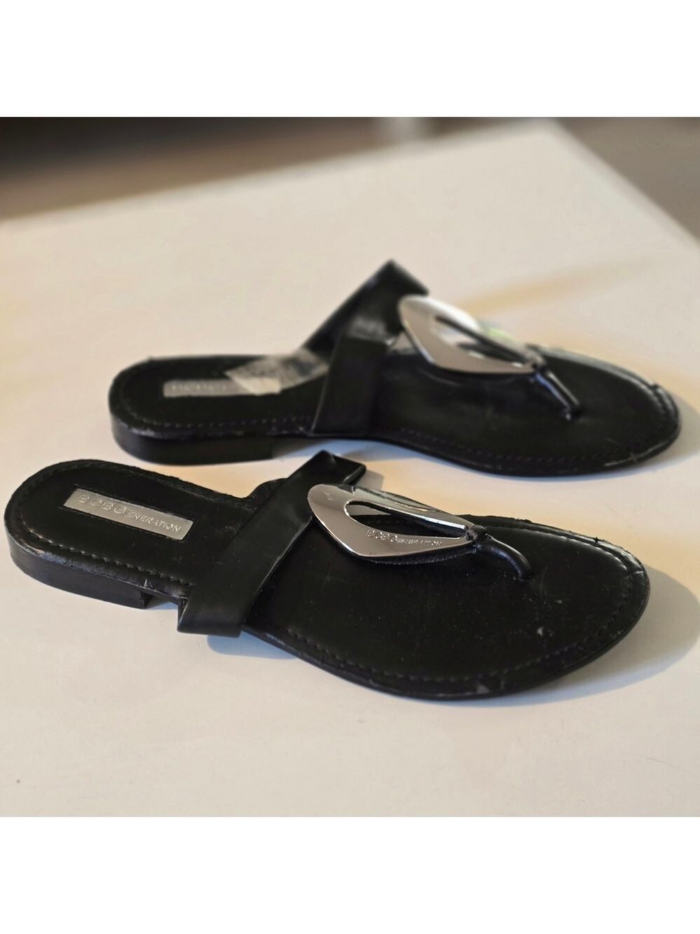 BCBGeneration Black Sandals with Silver Detail